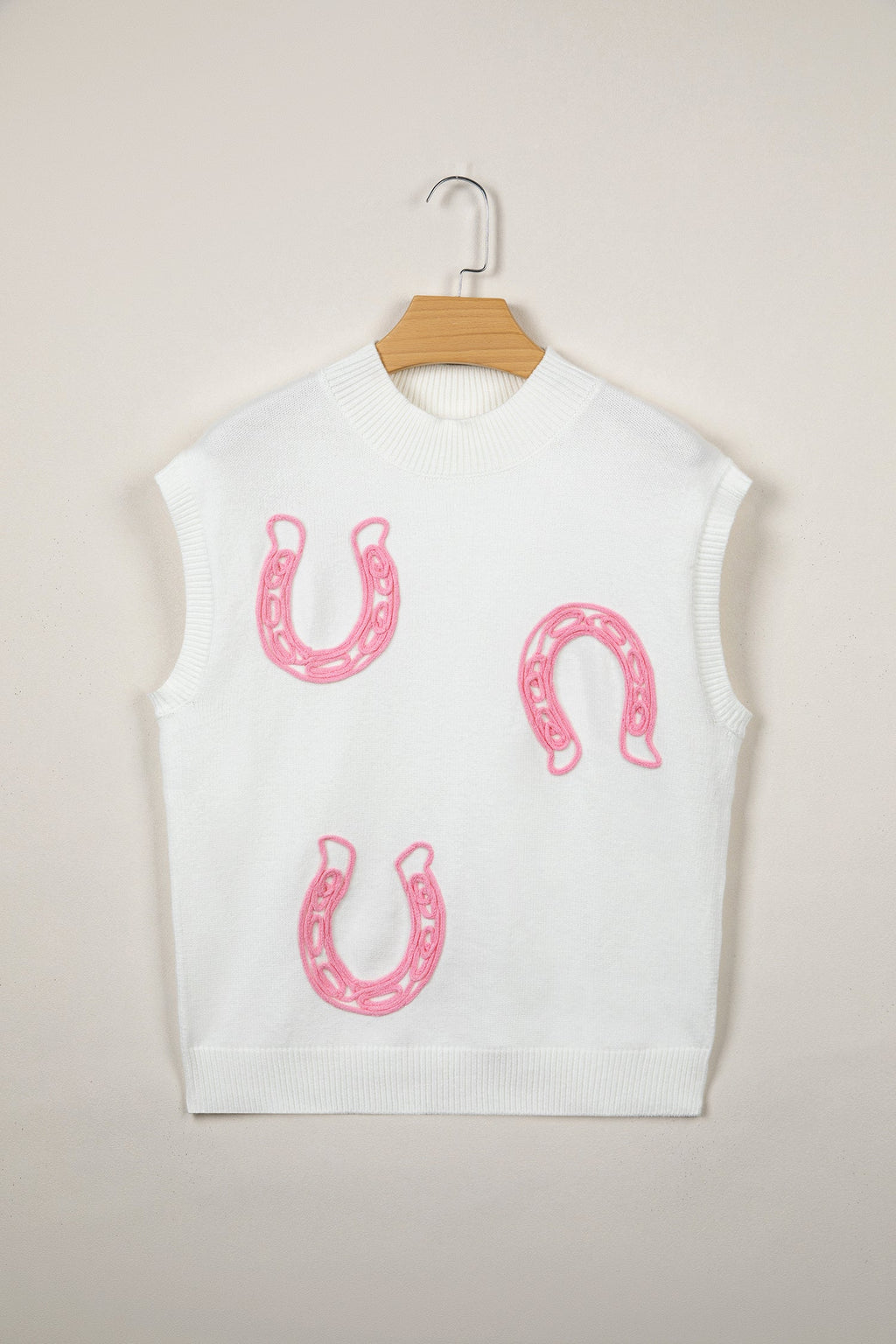 Western Horseshoe Mock Neck Short Sleeve Sweater