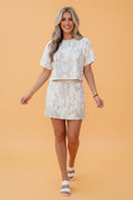 Woodland Camo Raw Edge Cropped Top & Skirt Set