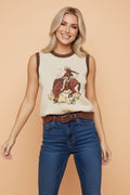 Western Colorblock Sleeveless Knit Vest