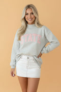 STATE Embroidered Exposed Seam Mock Neck Sweatshirt