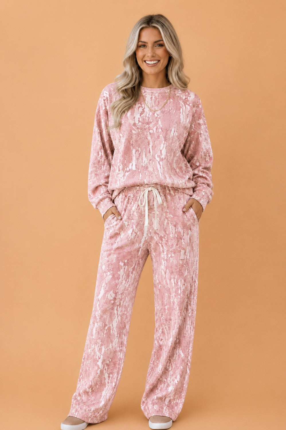 Floral Camo Sweatshirt & Drawstring Pants Set