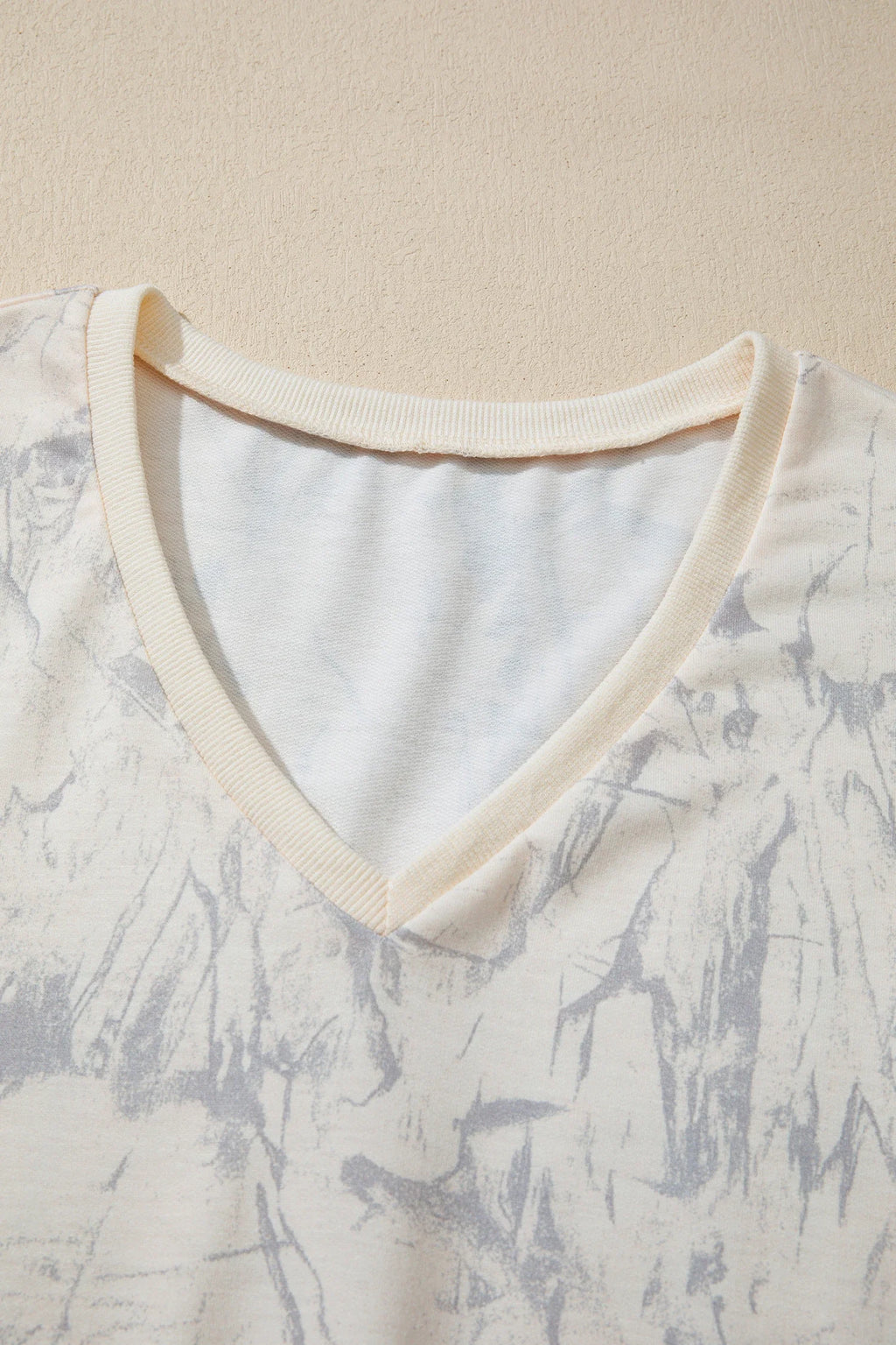 Camo V-Neck Loose Tee & Drawstring Shorts Set