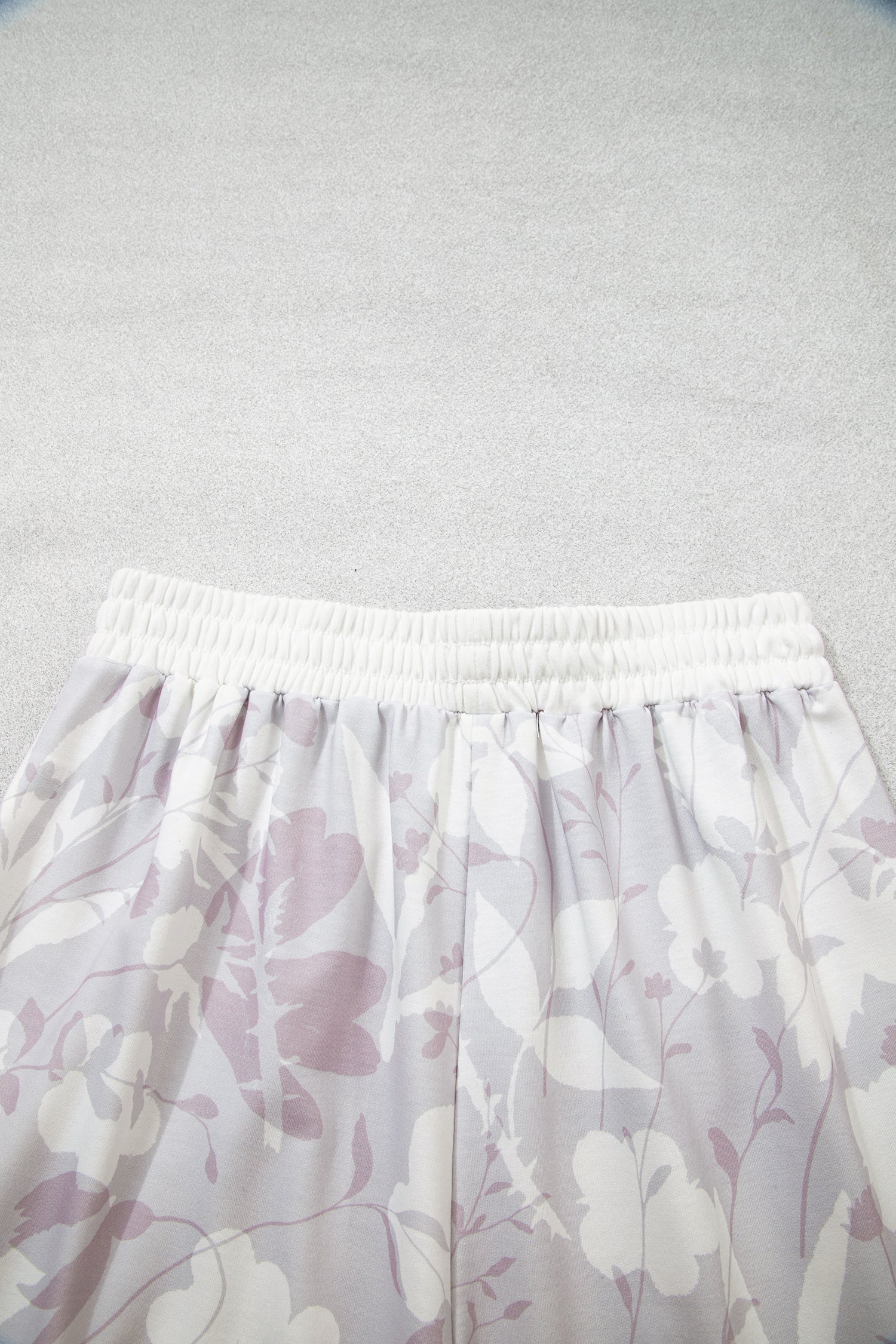 Floral Camo Elastic Waist Wide Leg Pants
