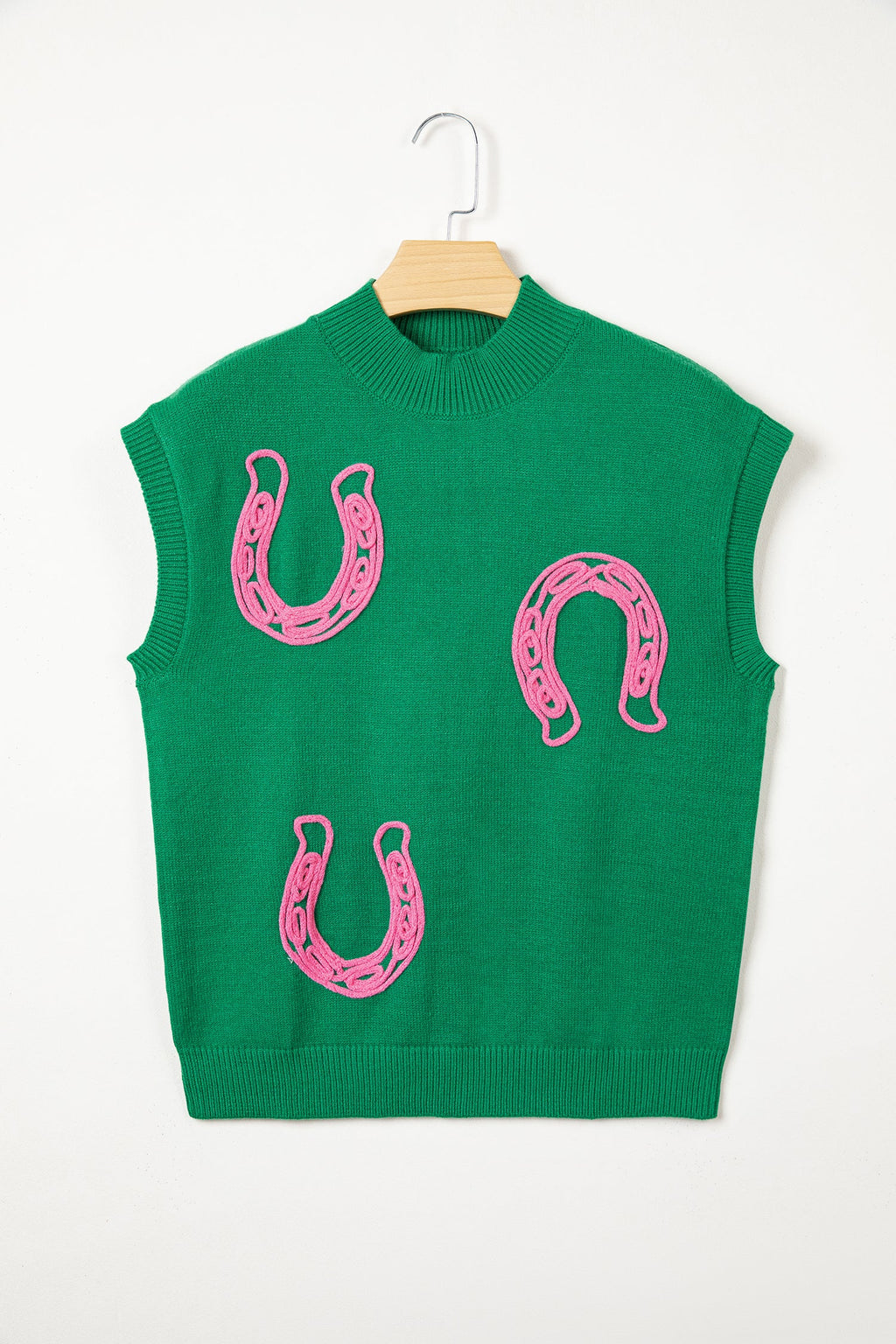 Western Horseshoe Mock Neck Short Sleeve Sweater