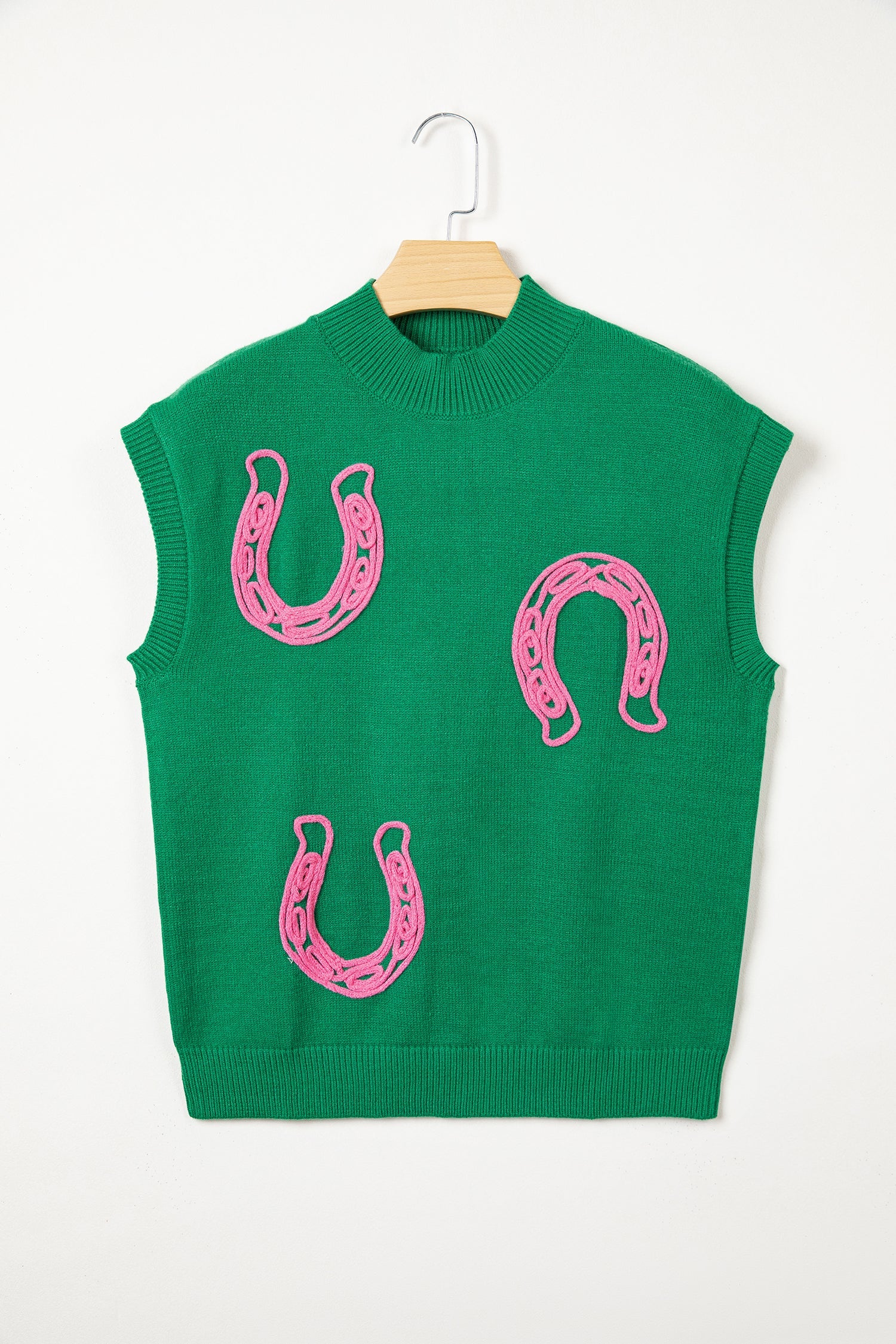 Western Horseshoe Mock Neck Short Sleeve Sweater