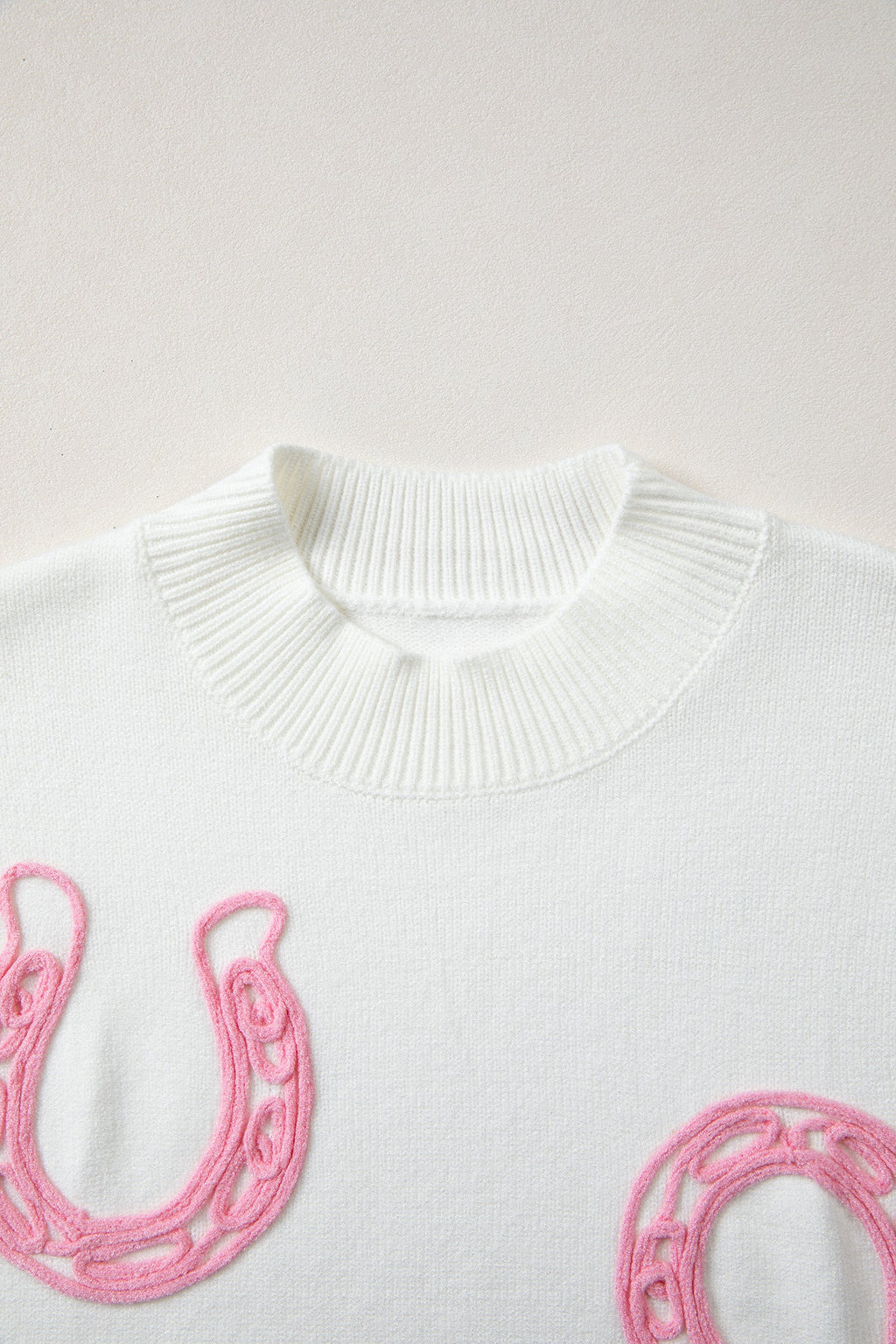 Western Horseshoe Mock Neck Short Sleeve Sweater