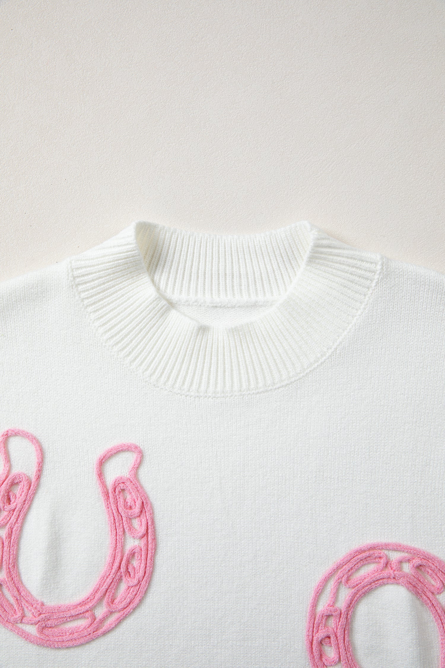 Western Horseshoe Mock Neck Short Sleeve Sweater