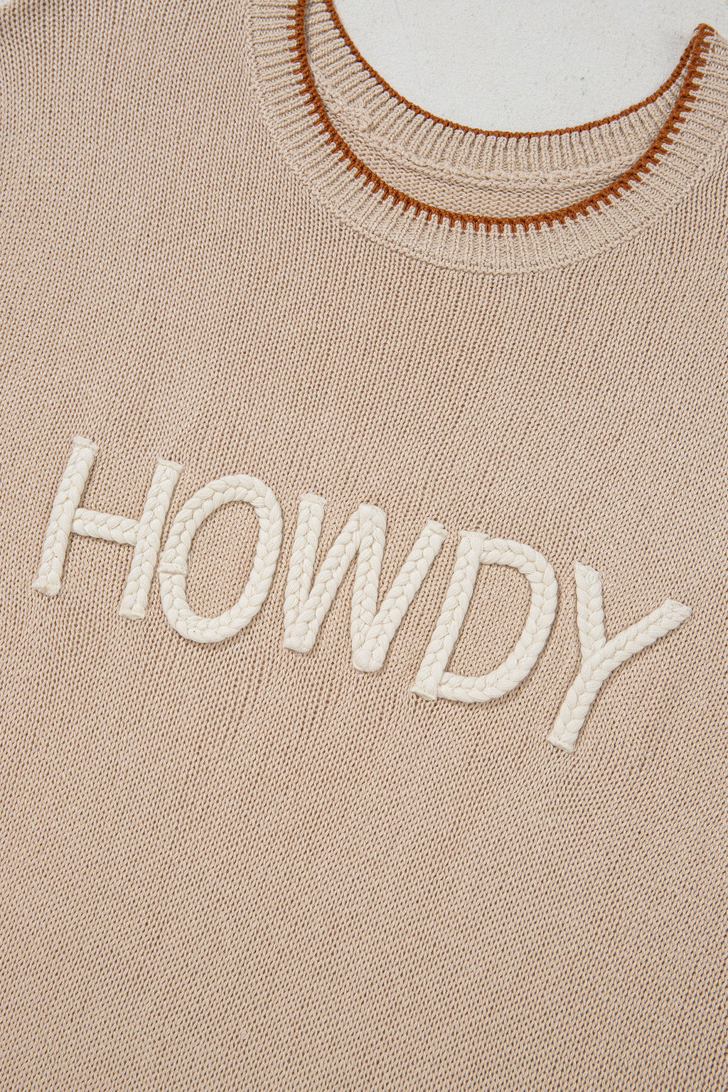 Western HOWDY Contrast Trim Sleeveless Sweater