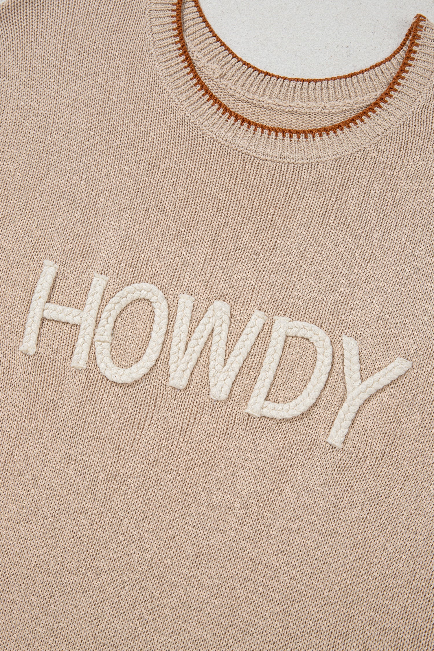 Western HOWDY Contrast Trim Sleeveless Sweater