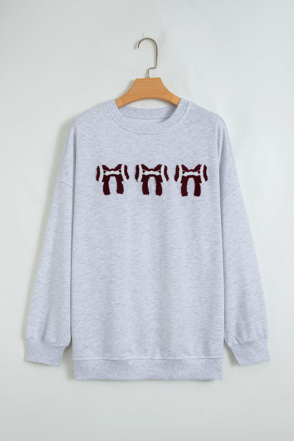 Game Day Football Bow Chenille Patch Oversized Sweatshirt