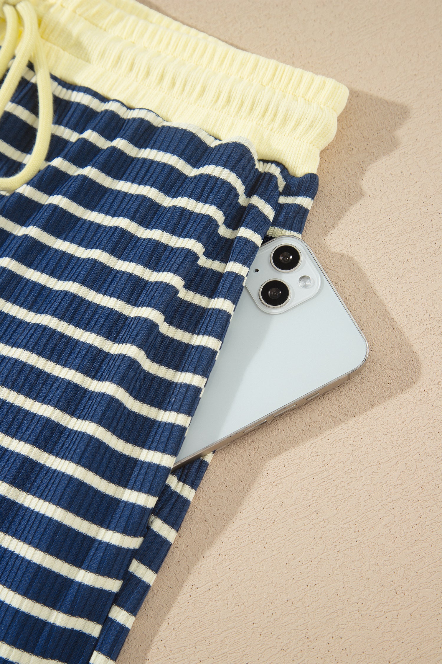 Stripe Colorblock Zip V-Neck Pullover and Pants Set