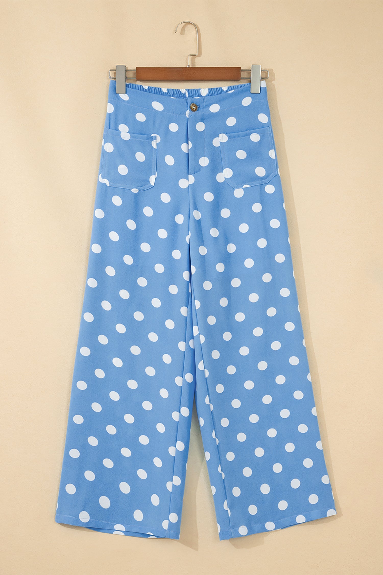 Polka Dot Patch Pocket Straight Leg Pants