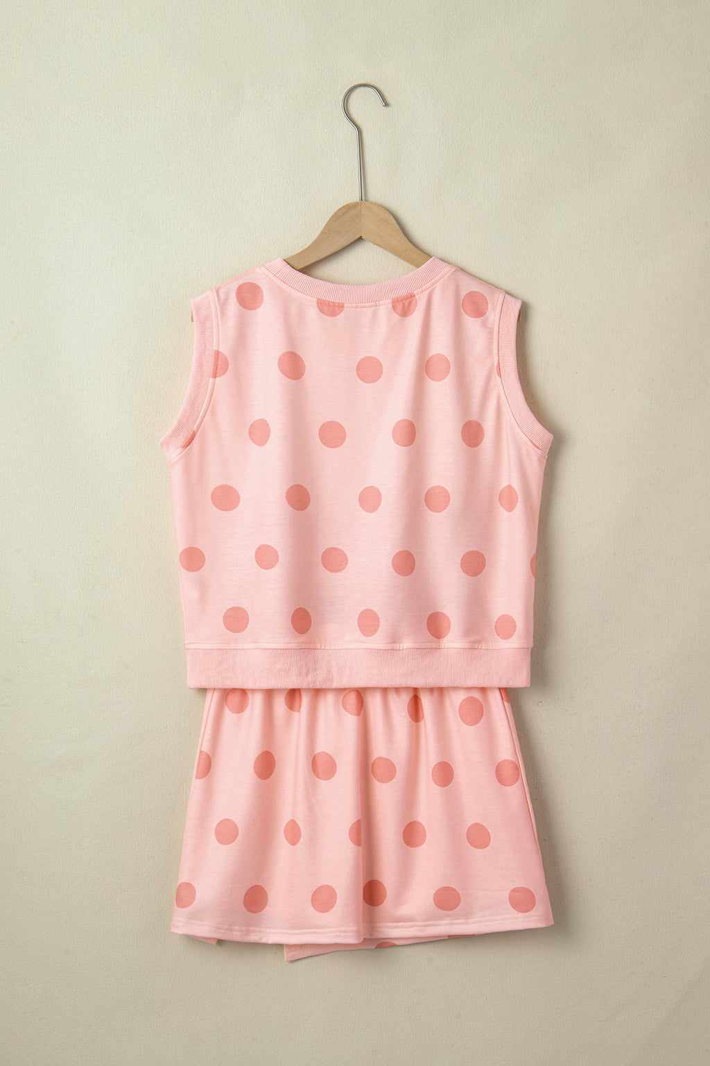 Polka Dot Ribbed Trim Tank & Mini Skort Set