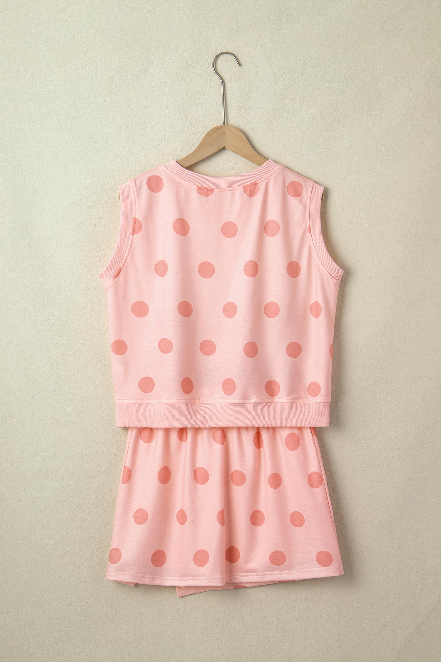 Polka Dot Ribbed Trim Tank & Mini Skort Set