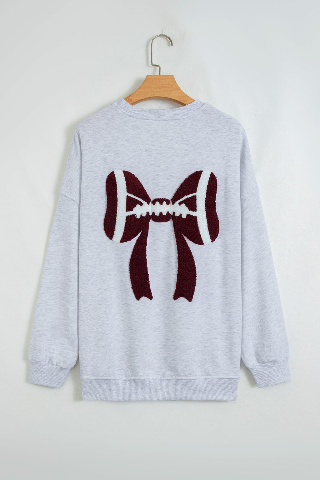 Game Day Football Bow Chenille Patch Oversized Sweatshirt
