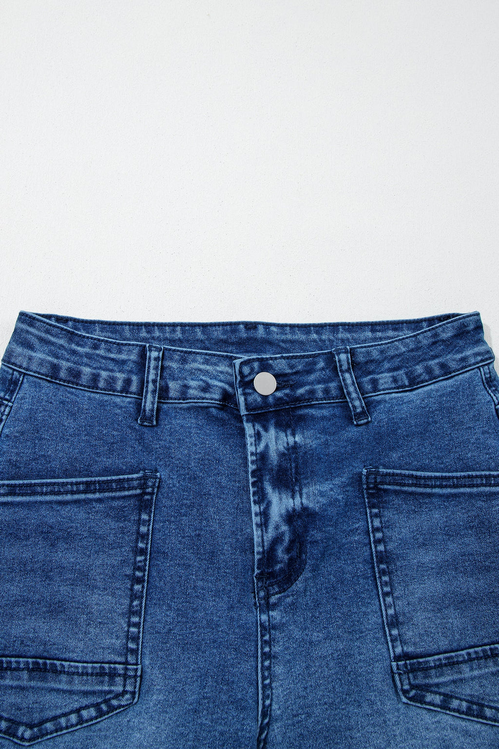 Denim Frayed Hem Cropped Straight Leg Jeans