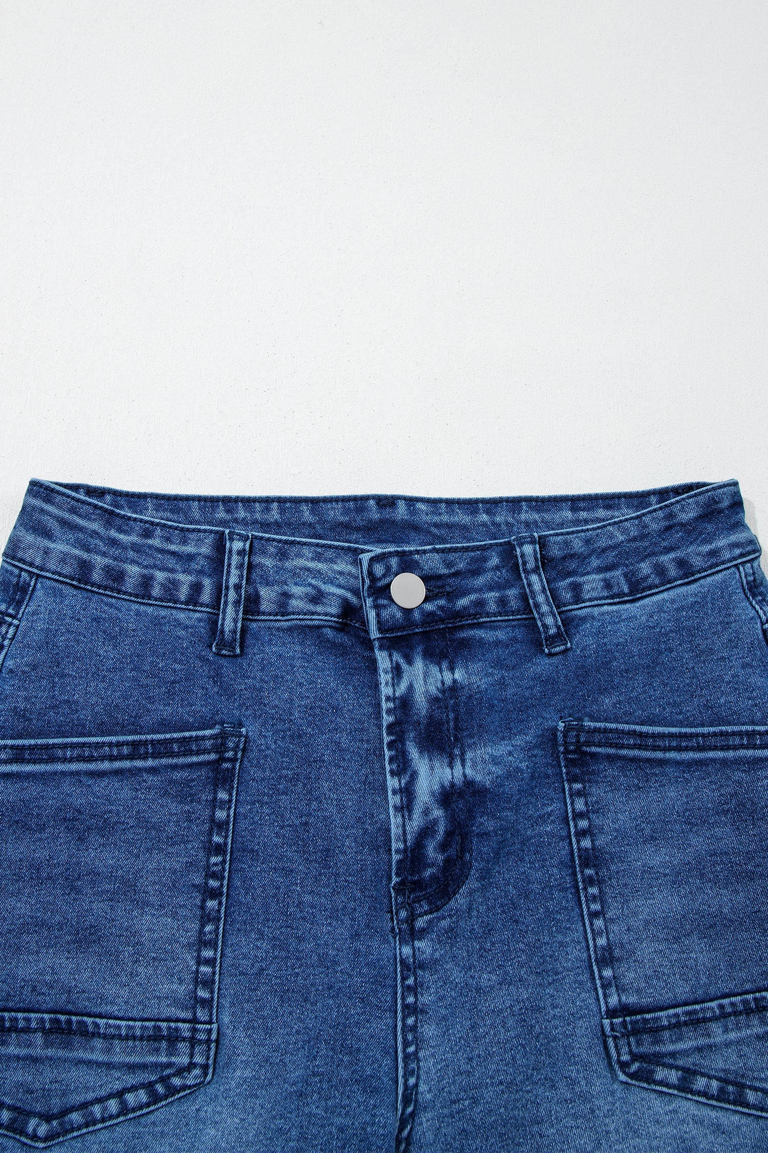 Denim Frayed Hem Cropped Straight Leg Jeans