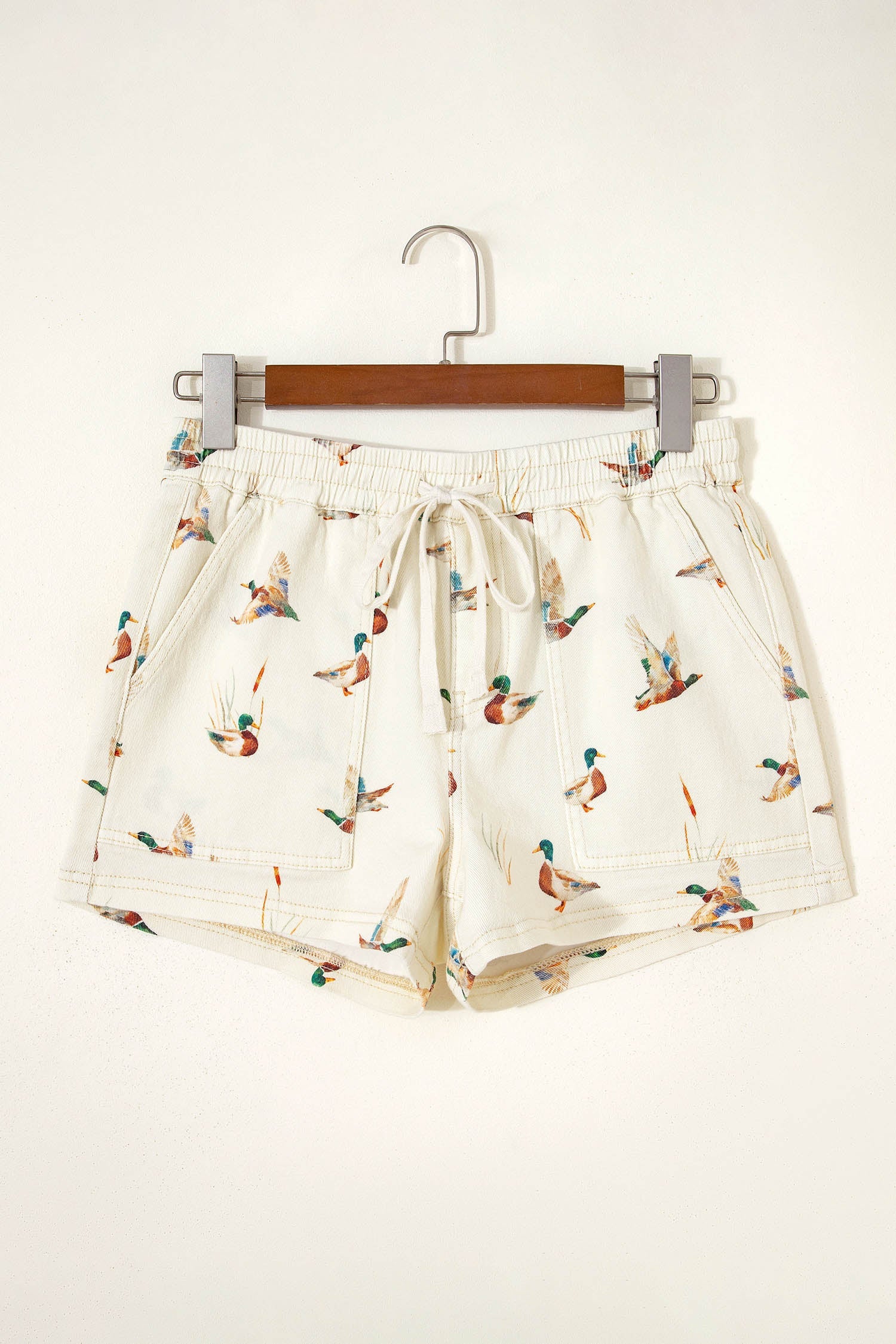 Mallard Duck Denim Drawstring Shorts