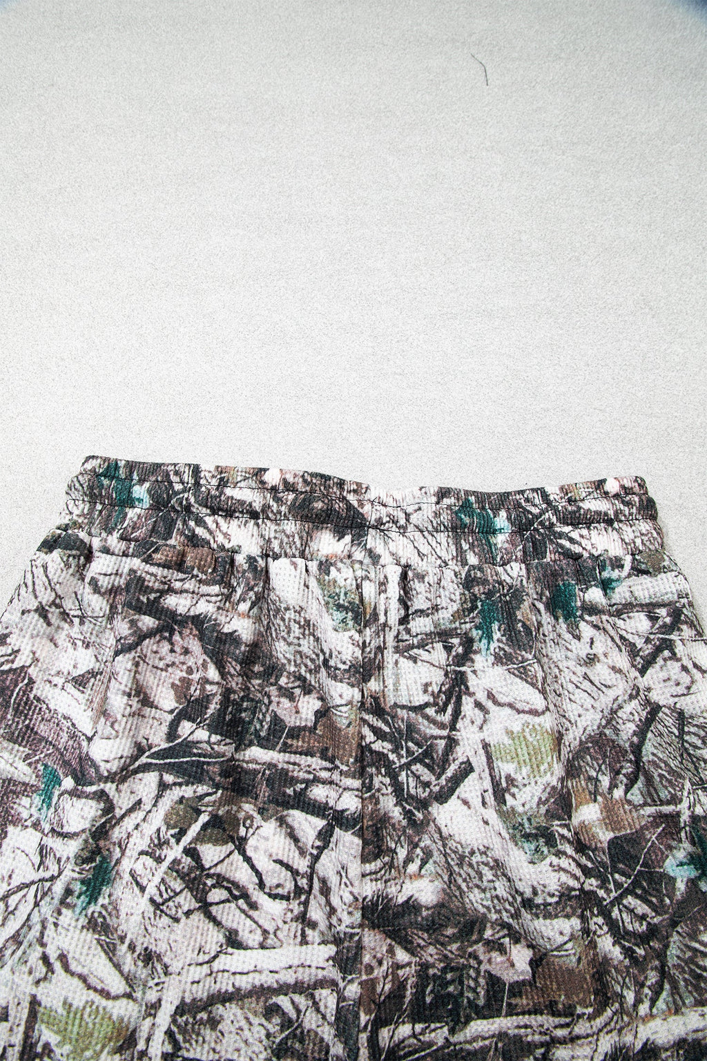 Camo Long Sleeve Top & Elastic Waist Shorts Set