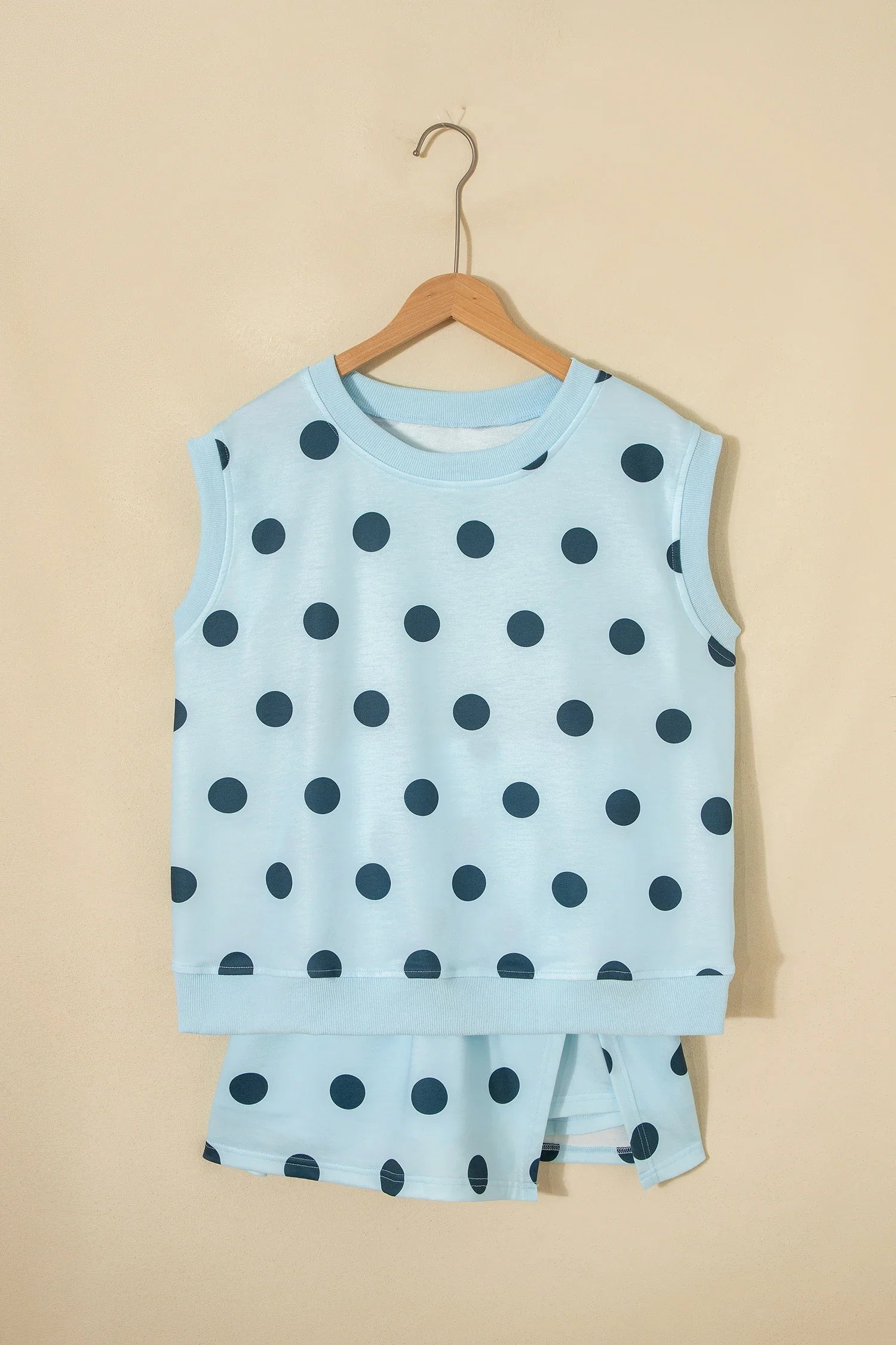 Polka Dot Ribbed Trim Tank & Mini Skort Set