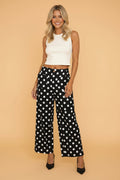 Polka Dot Patch Pocket Straight Leg Pants