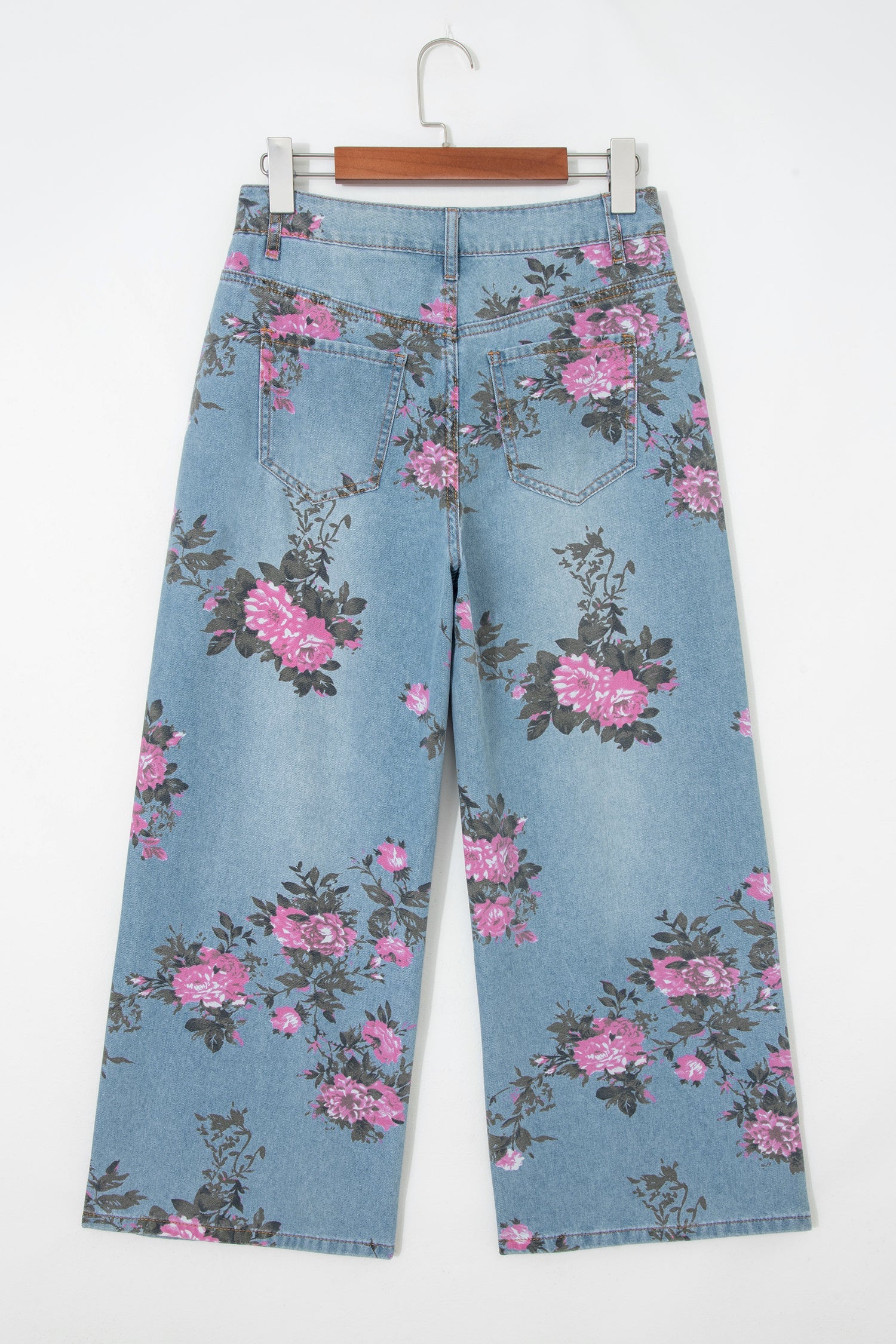 Floral Denim Wide Leg Jeans