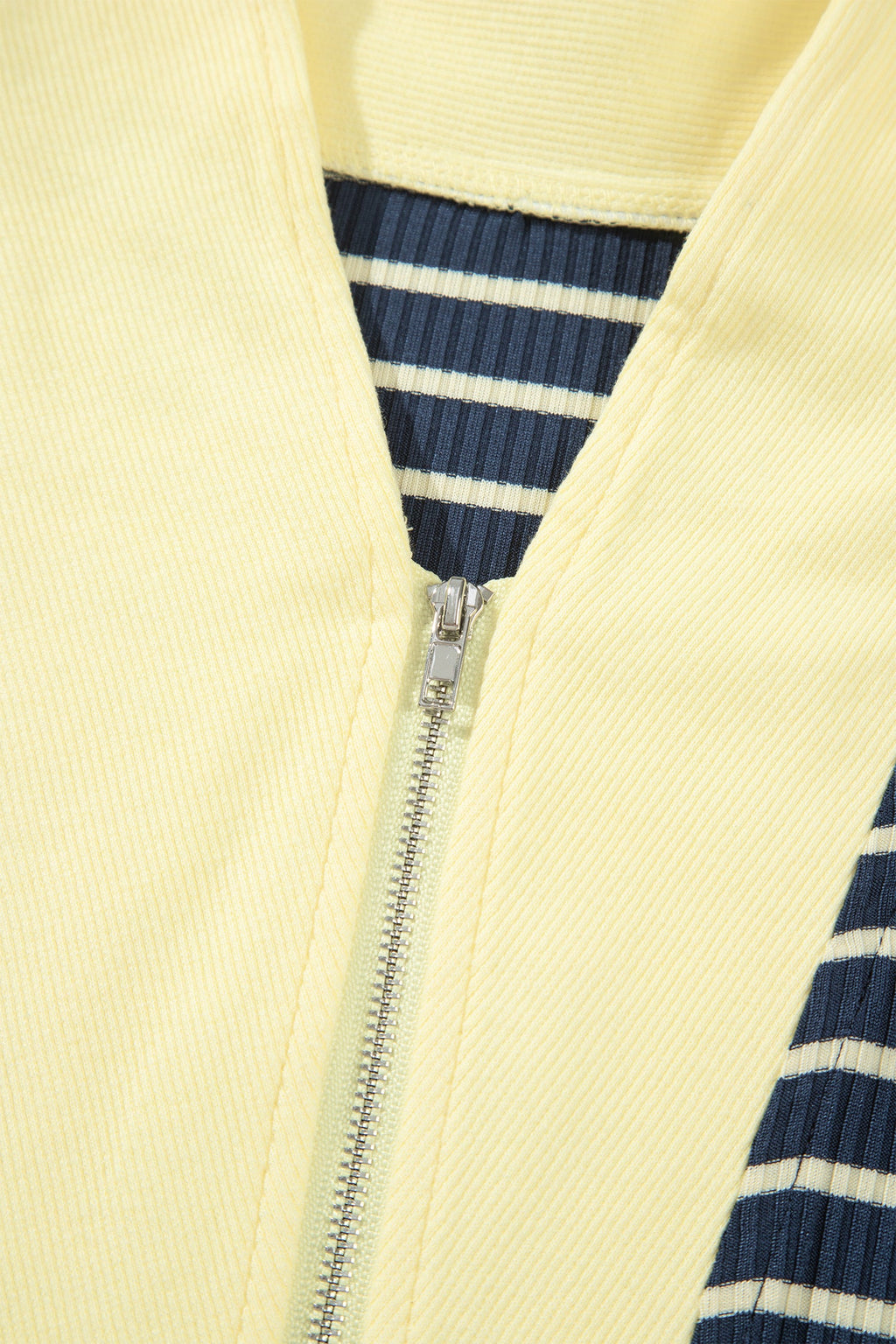 Stripe Colorblock Zip V-Neck Pullover and Pants Set