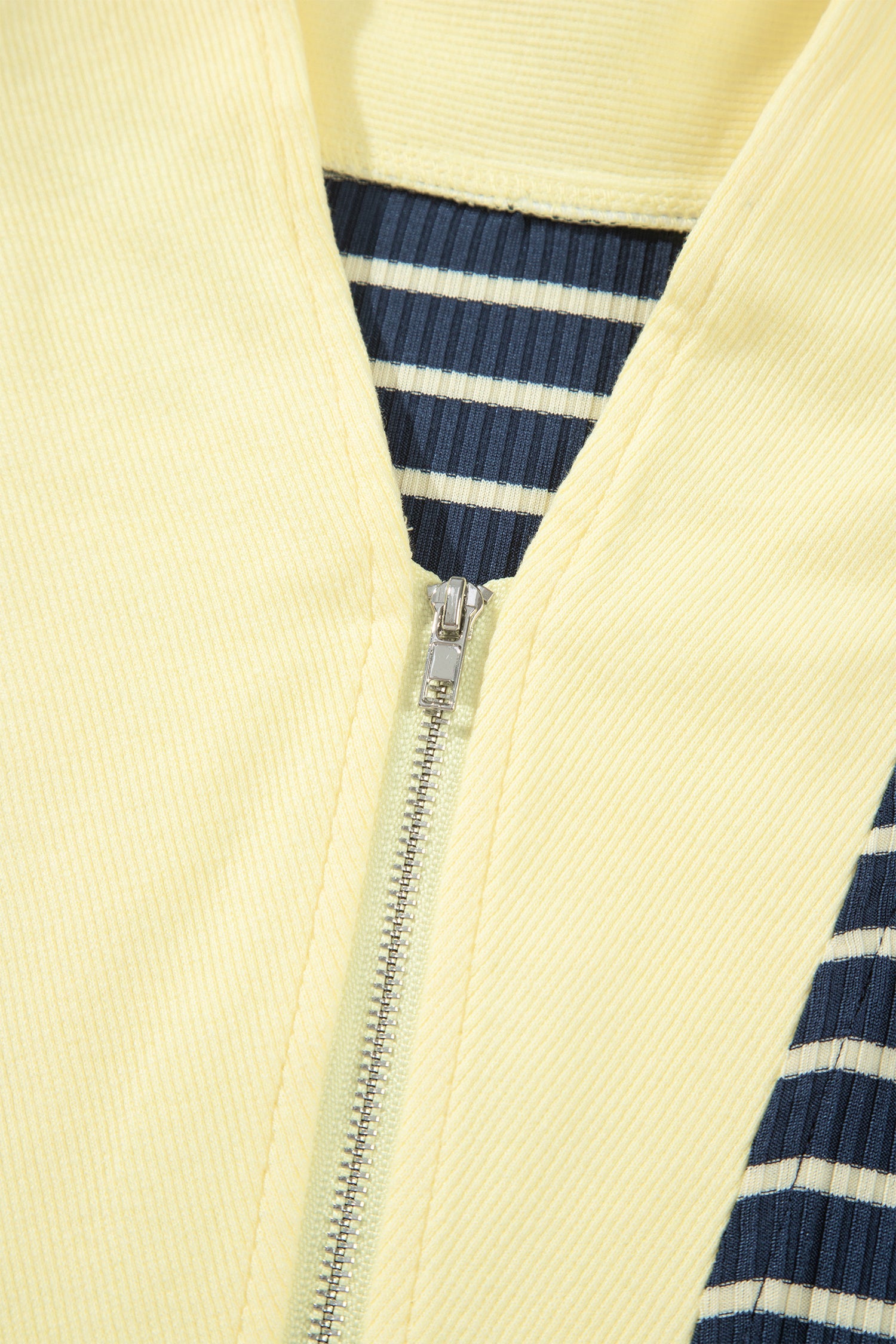 Stripe Colorblock Zip V-Neck Pullover and Pants Set
