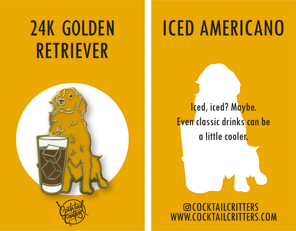 24k Golden Retriever x Iced Americano Pin