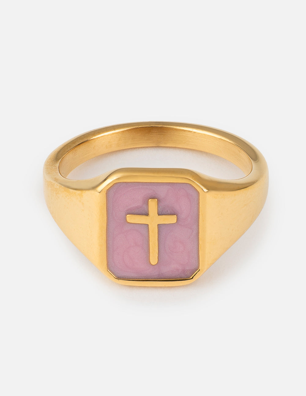 Lilac Enamel Cross Ring