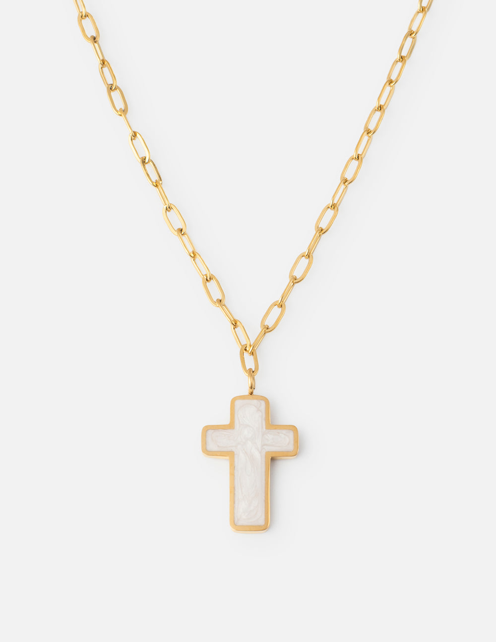 White Enamel Cross Necklace