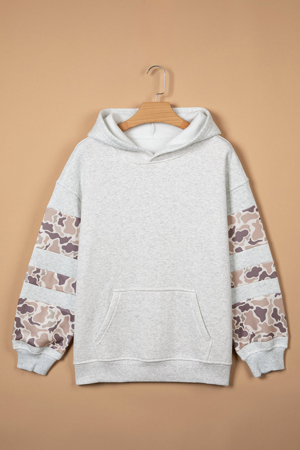 Camouflage Patchwork Long Sleeve Hoodie