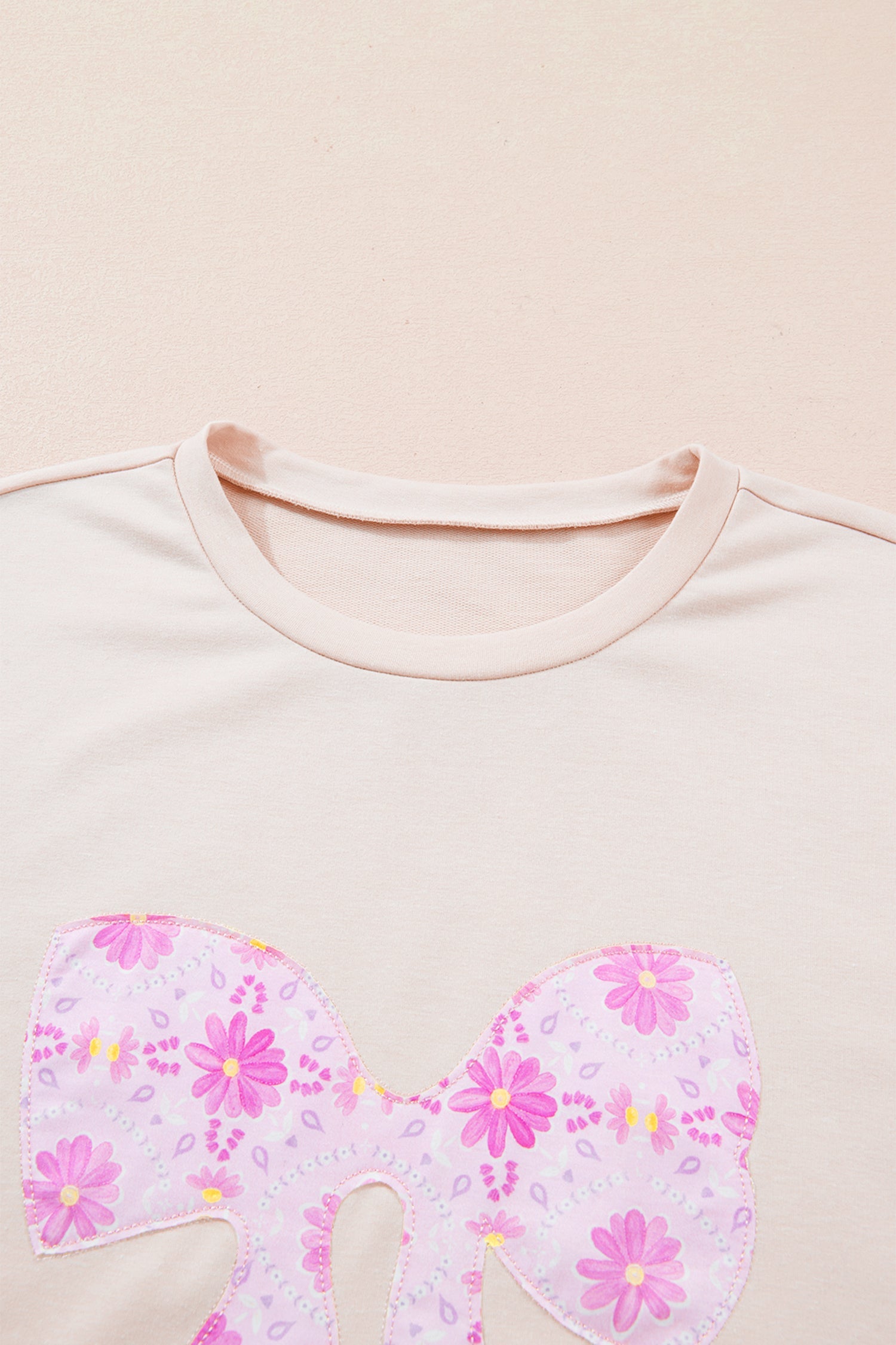 Floral Daisy Bow Patchwork Short Sleeve T-Shirt