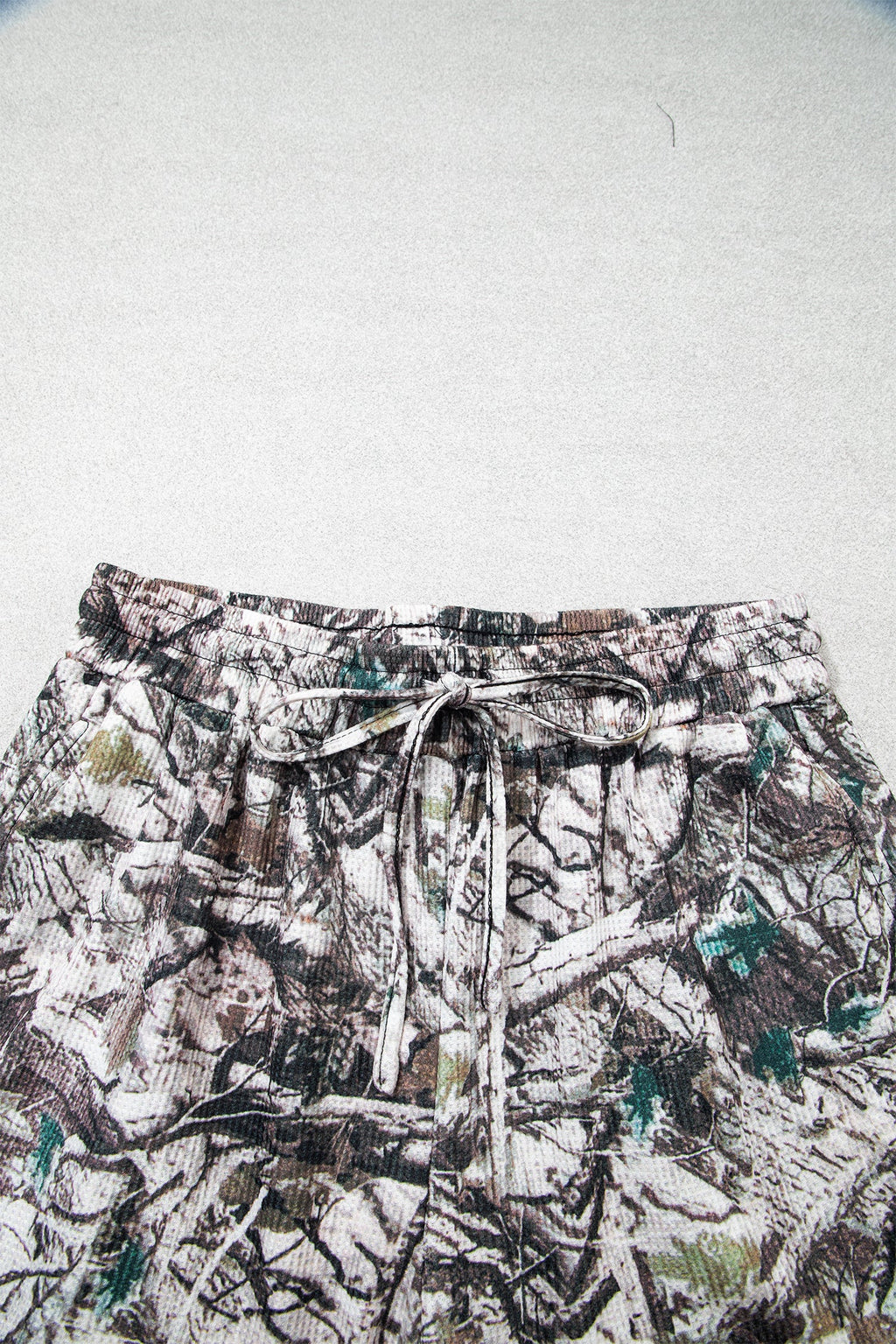 Camo Long Sleeve Top & Elastic Waist Shorts Set