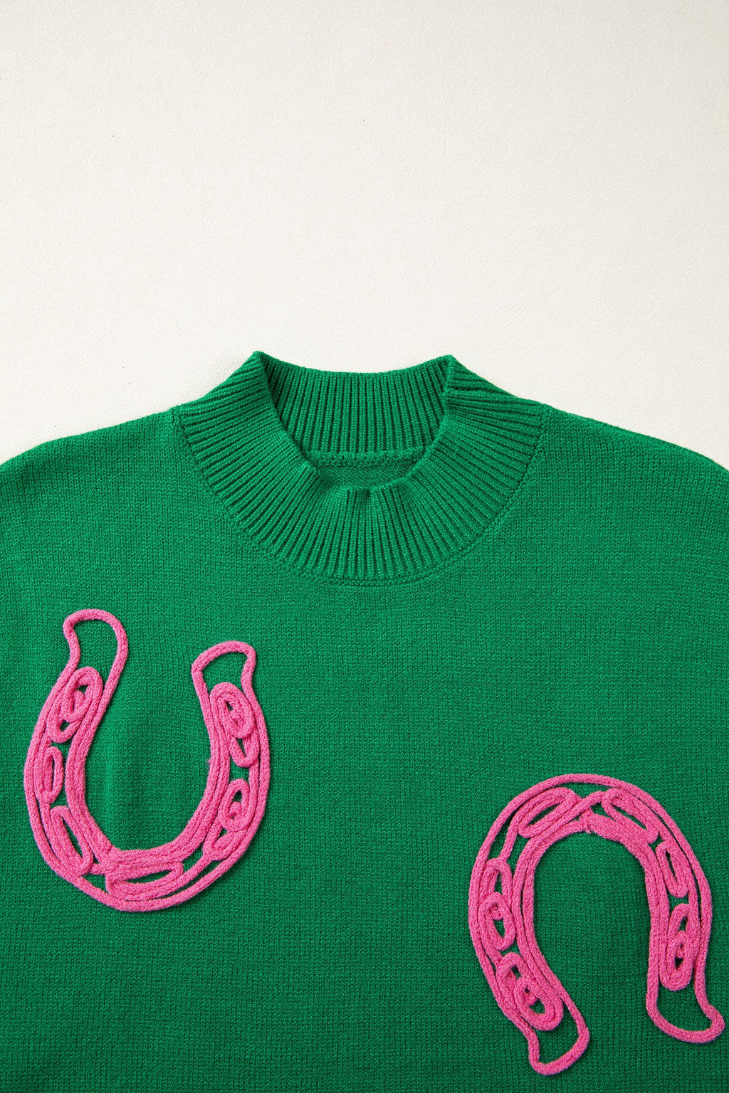 Western Horseshoe Mock Neck Short Sleeve Sweater