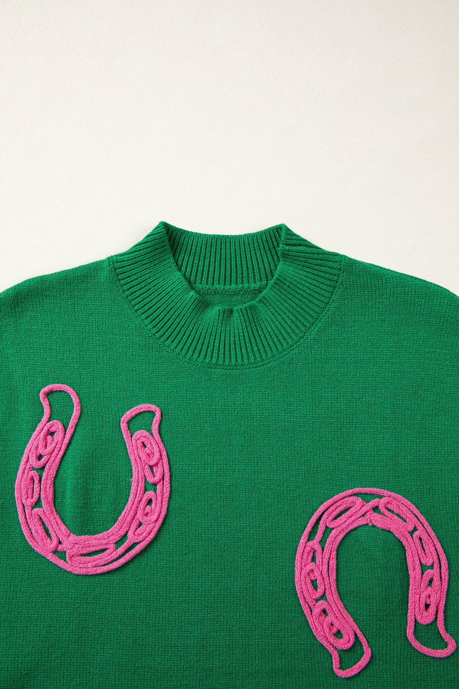 Western Horseshoe Mock Neck Short Sleeve Sweater