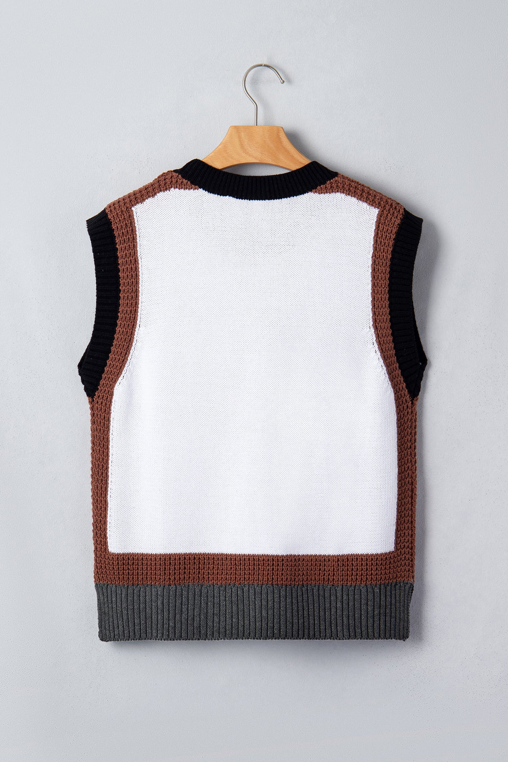 Western Horse Colorblock Trim Sleeveless Sweater Top