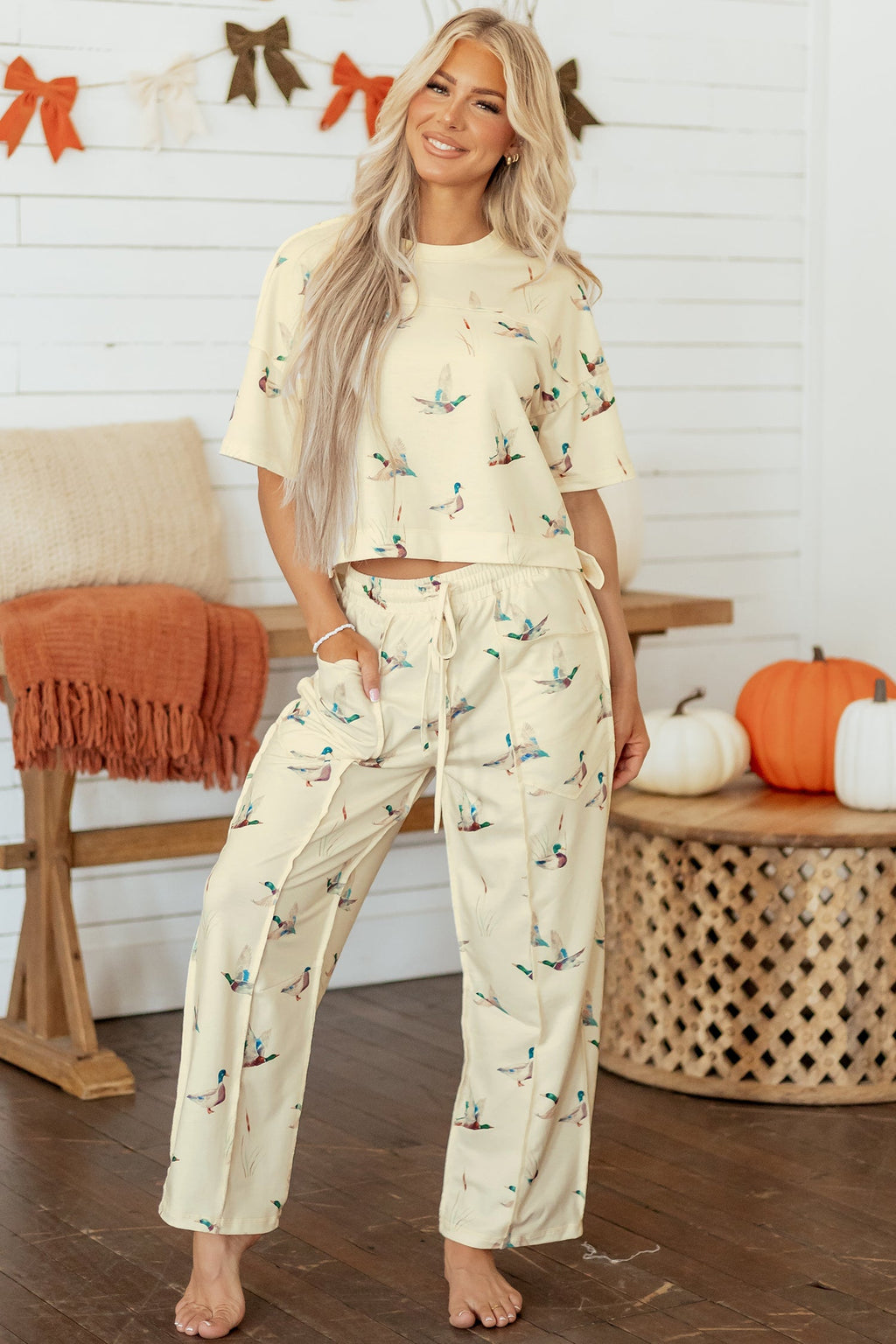 Mallard Duck Short Sleeve Top & Pants Set