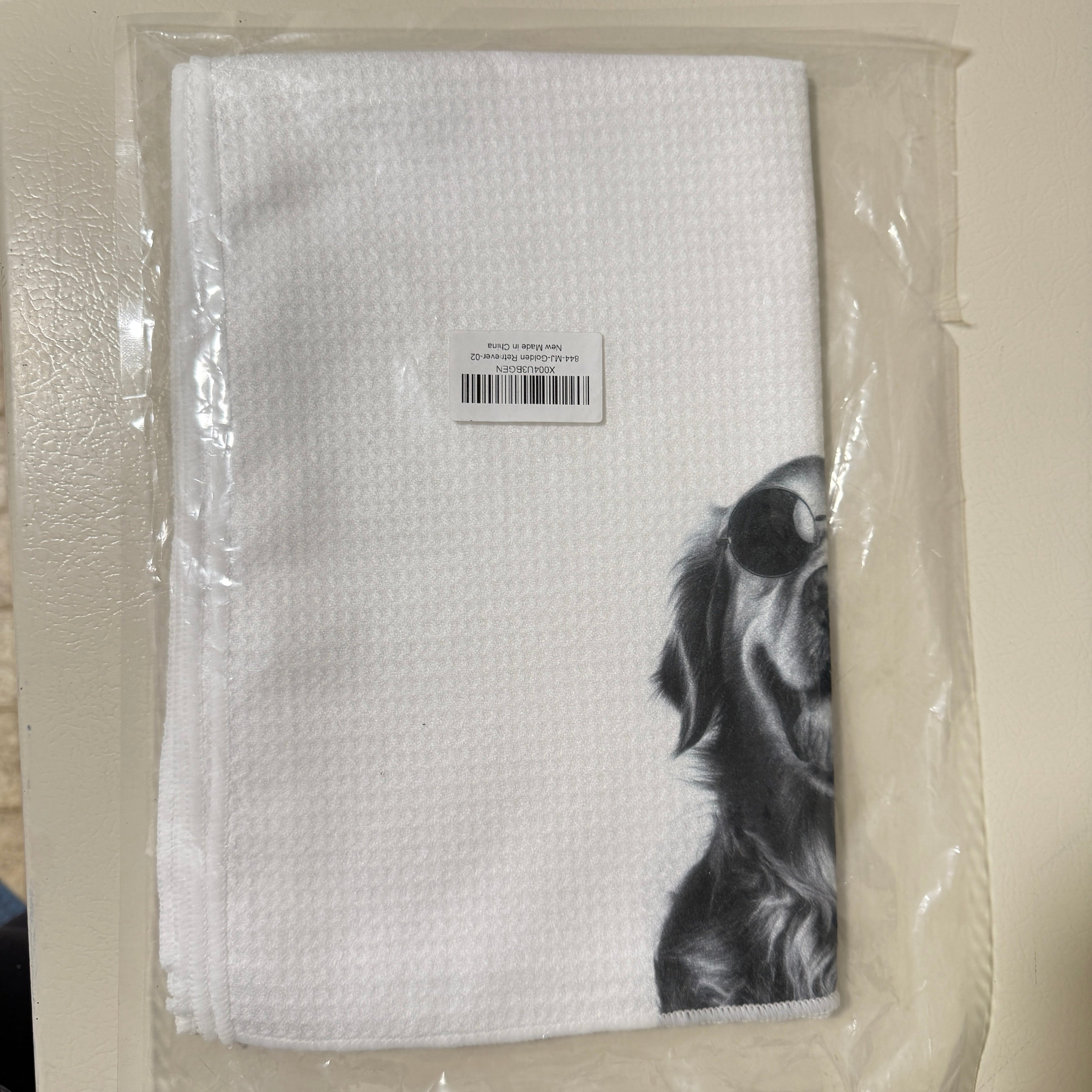 Golden Retriever Waffle Weave Kitchen Dish Towel