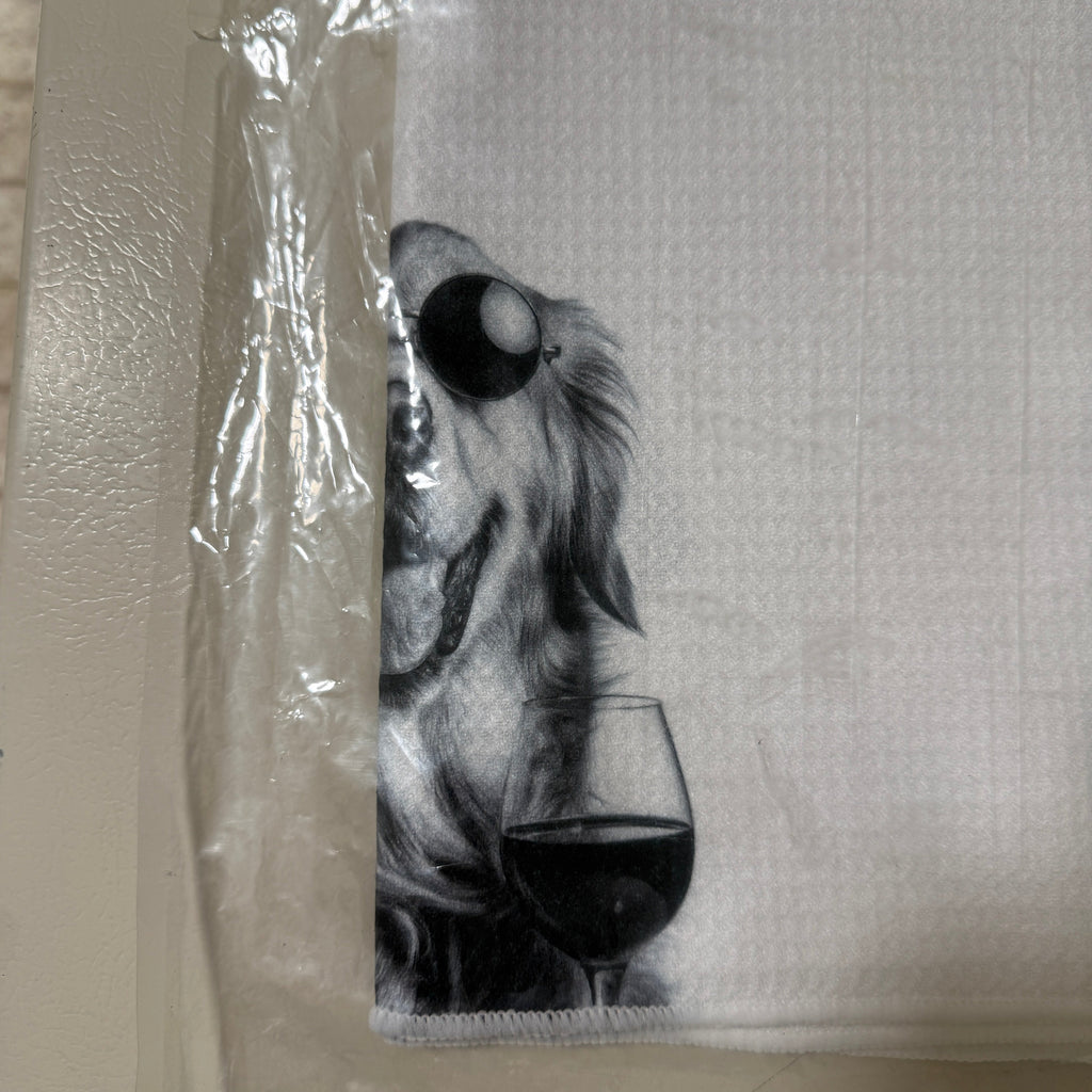 Golden Retriever Waffle Weave Kitchen Dish Towel