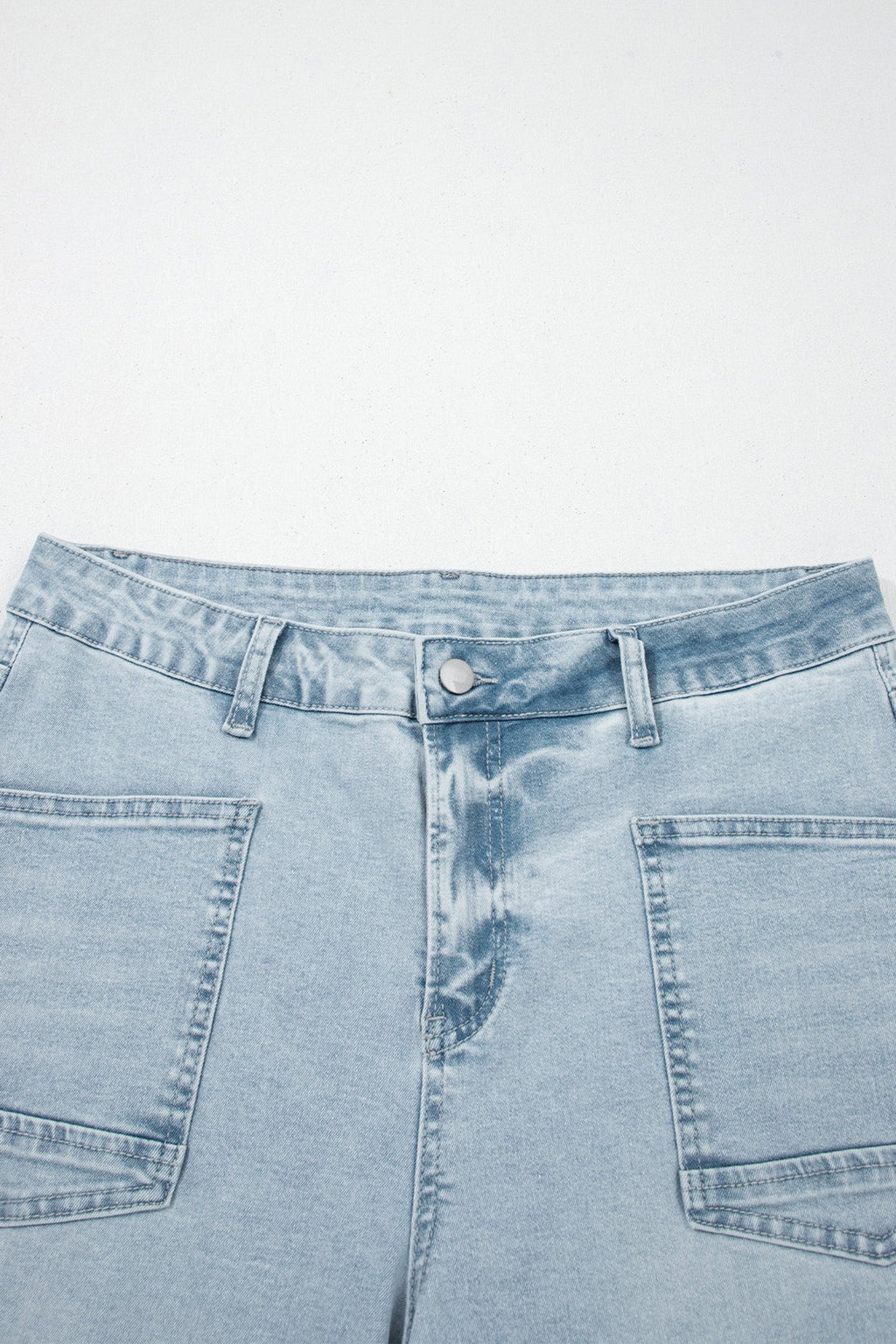 Denim Frayed Hem Cropped Straight Leg Jeans