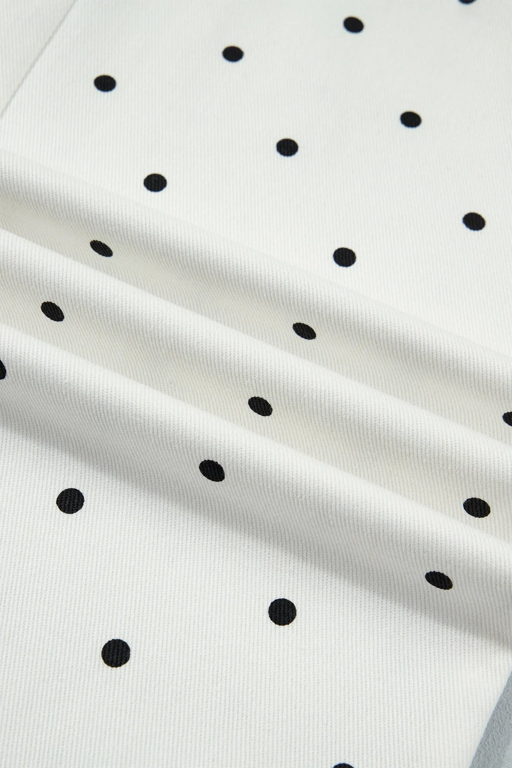 Polka Dot Denim Scalloped Patch Pocket Pants