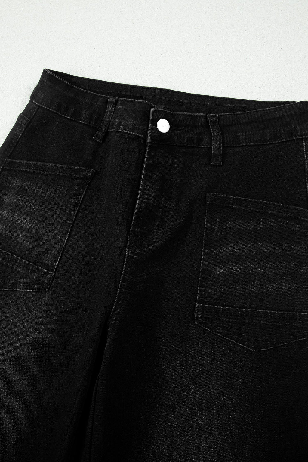 Denim Frayed Hem Cropped Straight Leg Jeans